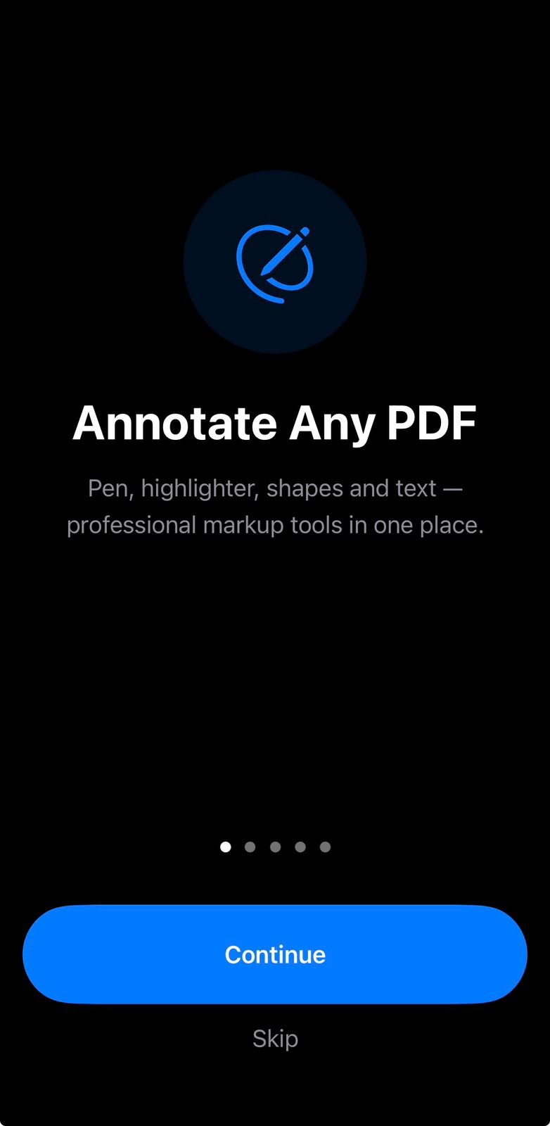 PDF annotation screen